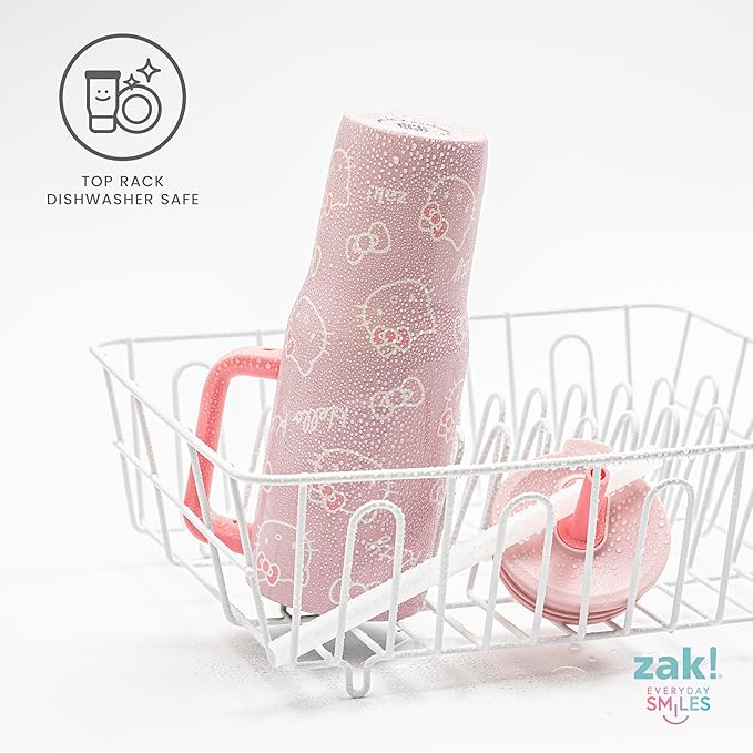 Zak Designs Sanrio Sutton Travel Tumbler for On the Go, 30oz Stainless Steel with Vacuum Insulation, Silicone Straw, and Carry Handle for Cold Drinks (Hello Kitty) - Bloomnest
