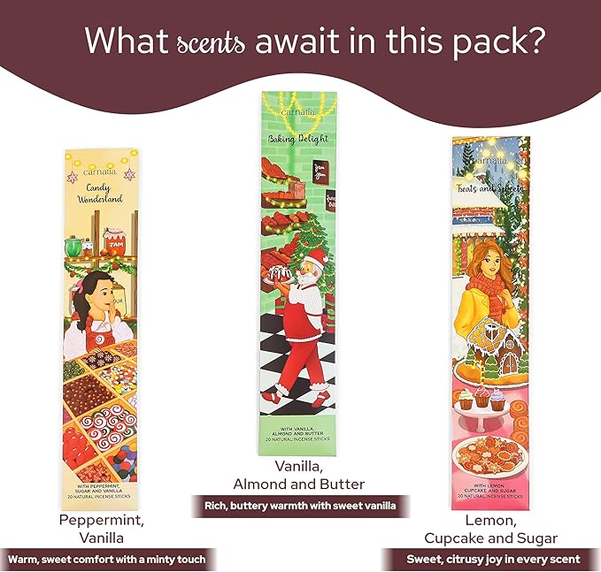 Carnatia Santa's Bakery Incense Set – 6 Warm & Cozy Scents | Holiday-Inspired Aromas for Year-Round Comfort & Joy!