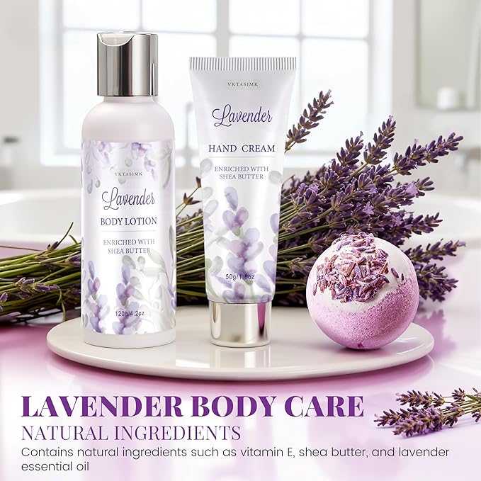 Gifts for Women, Lavender Bath and Body Gift Basket Relaxing Spa Self Care Gift, Mothers Day Gifts Happy Birthday Gift Baskets, Thank You for Mom Her Sister Wife Girlfriend Teacher Friends Friendship - Bloomnest