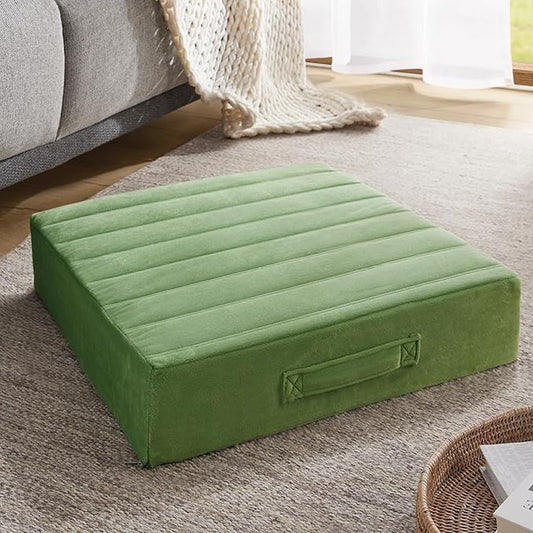 Codi Floor Cushions for Adults, Large Meditation Pillows with Thick Foam and Soft Tufted Covers, Washable Square Seating for Couch and Yoga Sitting, 22×22×5 inch Green