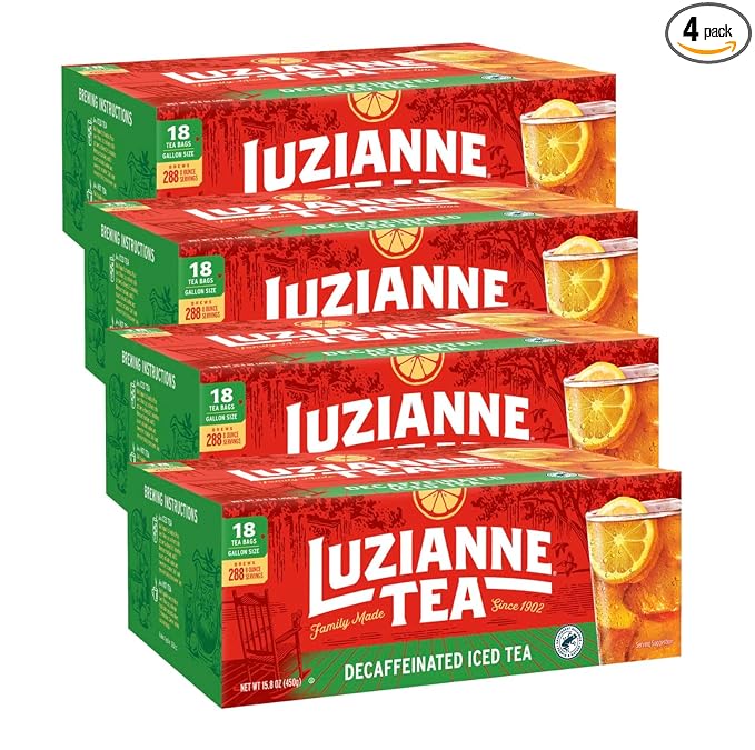 Luzianne Unsweetened Decaffeinated Iced Tea Bags, Gallon Size, 18ct Box, (Pack of 4) - Bloomnest