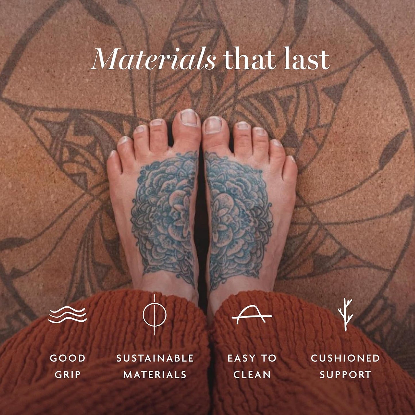 Shakti Warrior Cork Yoga Mat - Artist Designed, Premium Printed Eco-Friendly Non-Slip mat, Great for Regular & Hot Yoga, Pilates, Workouts 72 inch x 24 inch x 3mm Thick