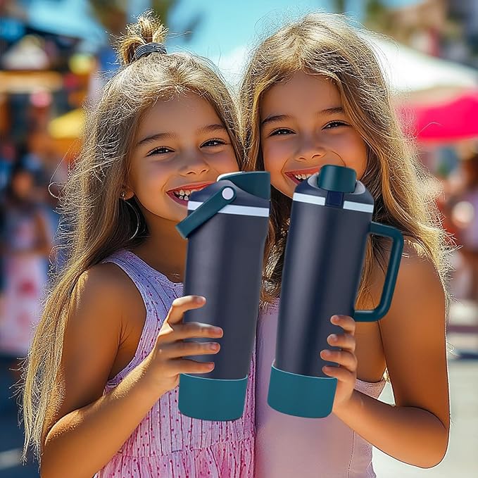 Mity rain 2PCS Protective Silicone Boots for Owala 30oz & 40oz FreeSip Sway Bottles & Tumblers - Accessories for owala, Enhances Stability & Prevents Scratches (Dark Cyan-Blue) Mityrain