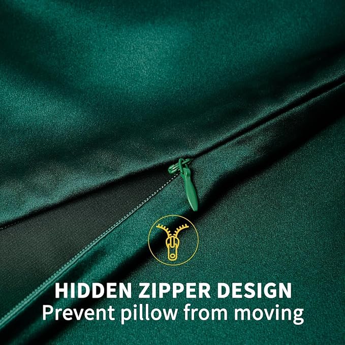 ZIMASILK 100% Pure Mulberry Silk Pillowcase for Hair and Skin Health,Soft and Smooth,Both Sides Premium Grade 6A Silk,600 Thread Count,with Hidden Zipper,1pc (Queen 20''x30'',Blackish Green) - Bloomnest