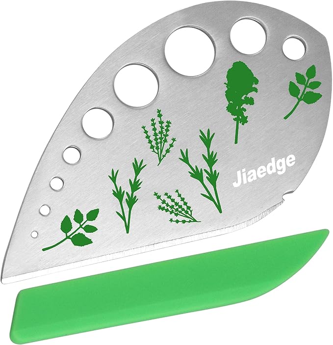Herb Stripper, Jiaedge Green 9 holes Stainless Steel Kitchen Herbs Leaf Stripping Tool, Metal Herb Peeler for Kale, Collard Greens, Thyme, Basil, Rosemary Stripper - Bloomnest