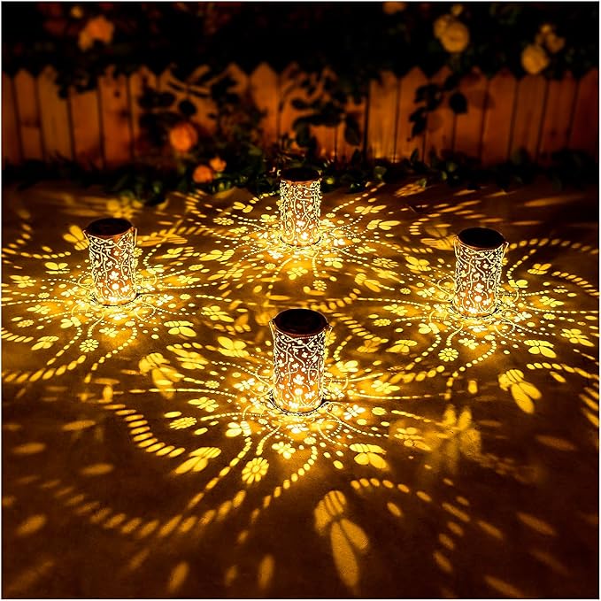 2 Pack Bee Solar Lanterns Outdoor Waterproof Hanging Solar Lights Bee Gifts for Women Men Metal Decorative LED Bee Lanterns for Garden Decor,Yard,Patio,Lawn,Tabletop,Pathway,Landscape - Bloomnest