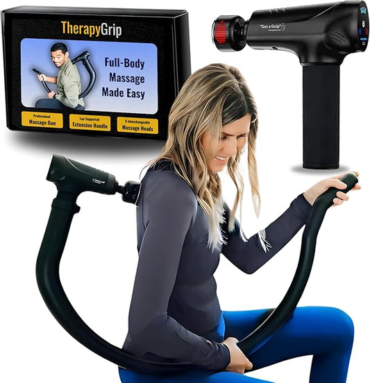 Professional Grade Massage Gun - Deep Tissue Back Massager with Heat and Cold Therapy Tip and Innovative Full-Body Extended Handle - Bloomnest