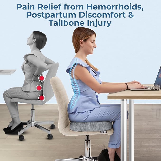 5 STARS UNITED Donut Pillow Hemorrhoid Tailbone Cushion – Large Cushion for Pain Relief – Coccyx, Prostate, Sciatica, Pelvic Floor, Pressure Sores, Pregnancy, Postpartum Recovery, Gray - Bloomnest