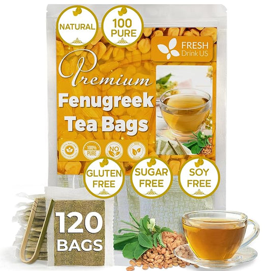 FreshDrinkUS, Premium 120 Fenugreek Tea Bags, 100% Natural & Pure from Fenugreek. Fenugreek Herbal Tea. Made with Natural Material Tea Bags. No Sugar, No Caffeine, No Gluten, Vegan. - Bloomnest