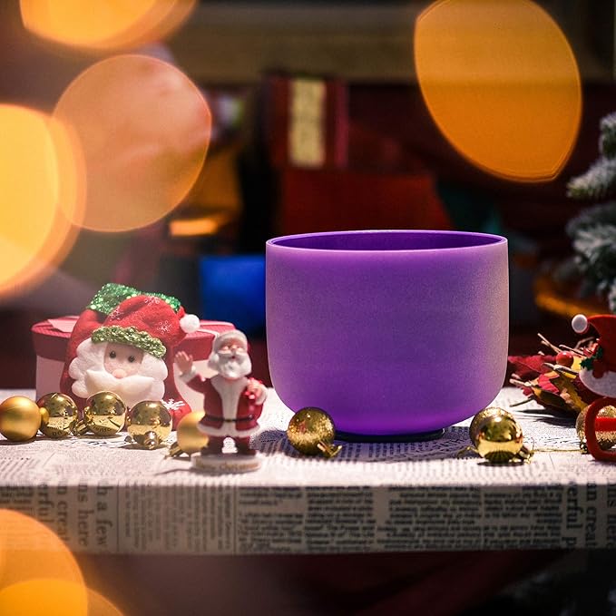 TOPFUND 8" Violet A# Note Crystal Singing Bowl Pineal Chakra with Heavy Duty Carrying Case and Suede Mallet