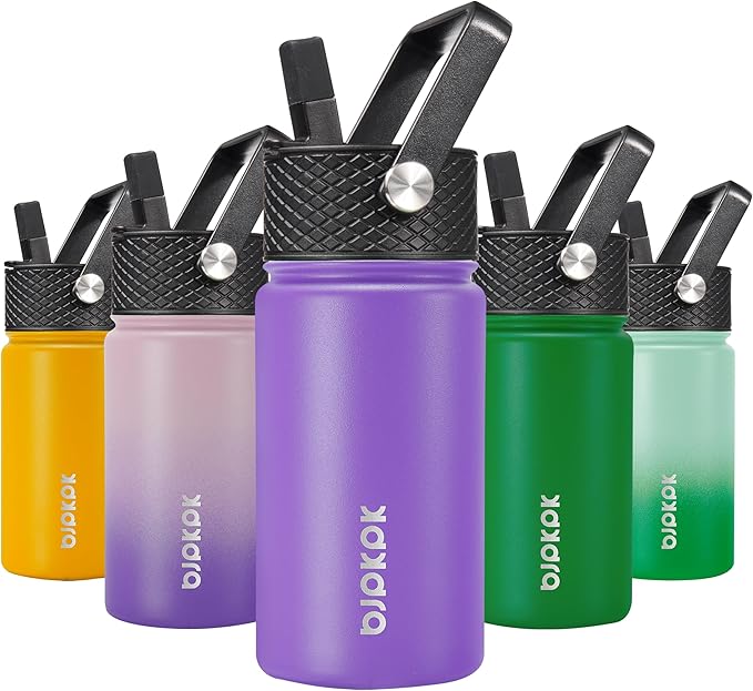 BJPKPK Water Bottle with Straw Lid, 15 oz Insulated Water Bottle, Stainless Steel Metal Water Bottles, Reusable Leak Proof BPA Free Thermo, Flask, Cups, Macaron-Modena - Bloomnest