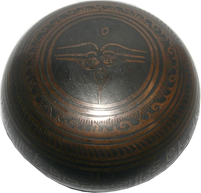 5121 SB 'B' Note Crown Chakra Antique Tibetan Auspicious Symbol Bowl Set ~ Nepal - Bloomnest