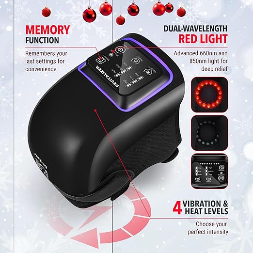 FORTHiQ Knee Massager Pro+ with Heat, Red Light and Vibration, 6-in-1, Dual-Wavelength - Cordless, Portable, Adjustable Straps, Easy to Use, Saves Your Settings - Bloomnest