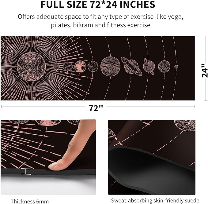 nuveti Yoga Mat Print Extra Thick TPE Non Slip Fitness Exercise Mat with Carrying Bag,72"x24" Extra Thick 6MM Exercise & Workout Mat for Yoga, Pilates Fitness and Floor Exercises - Bloomnest
