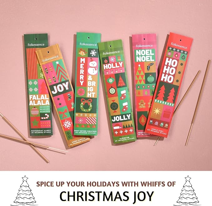 Folkulture Incense Sticks (120 Sticks) | Set of 6 Premium Incense for Meditation, Aromatherapy, Gifts | No Charcoal,Organic, Non Toxic, 45 Mins, Long Burning Peppermint, Apple Tart Insence-Sticks FOLKULTURE