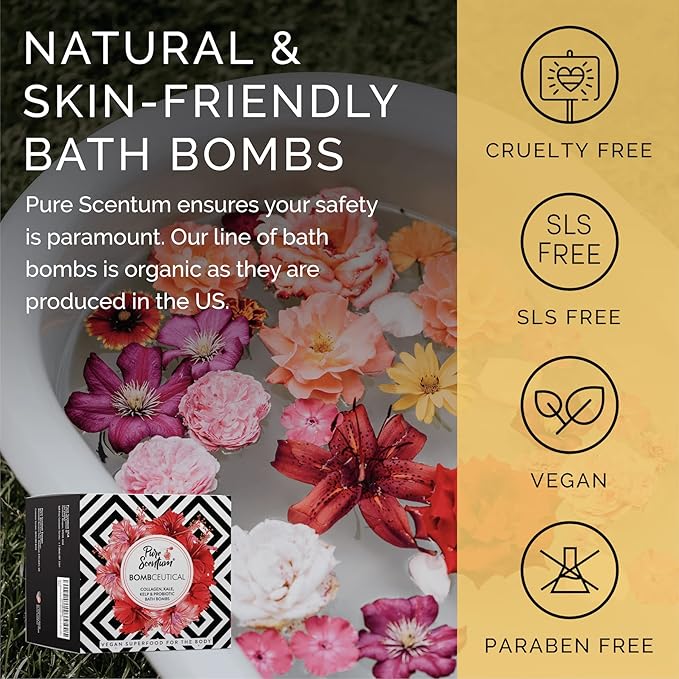 Bombceutical - Bath Bombs for Women - Soothes Acne, Dermatitis, and Eczema - Relaxing Bath Bomb Gift Set for Women with Kale, Kelp, Collagen, and Probiotic to Nourish The Skin - Bloomnest