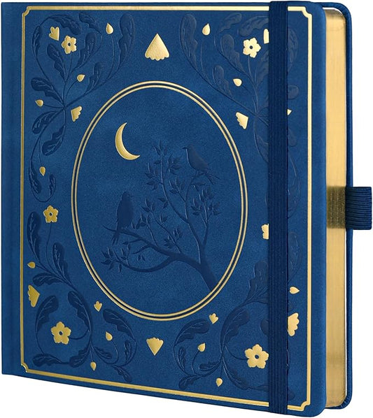 TIEFOSSI Dotted Journal Notebook, Dot Grid Notebook for Women Men, Hardcover PU Leather Journal, 160 GSM Thick Paper, 160 Numbered Pages with Gold Edges, 8 x 8 Square Diary - Bloomnest