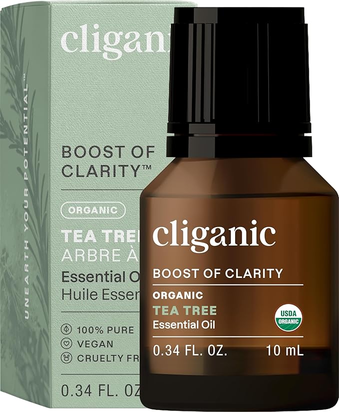 Cliganic Organic Tea Tree Essential Oil, 100% Pure Natural, for Aromatherapy | Non-GMO Verified (Packaging May Vary) Cliganic
