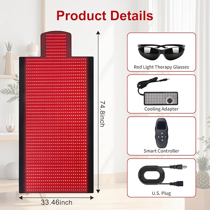 Full Body Red Light Therapy Mat, Large Size Red Light Therapy for Body 660 & 850nm Dual Wavelength Red Light Blanket, Birthday Christmas Gifts for Women Men Mom Dad Father Lover Active Black
