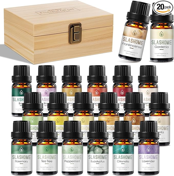 Essential Oils for Diffusers for Home – 20-Pack Essential Oil Set for Sleep & Refreshing Scents – Premium Aromatherapy Diffuser Oils Scents for Home in Wooden Gift Box, Best Gift for Any Occasion - Bloomnest