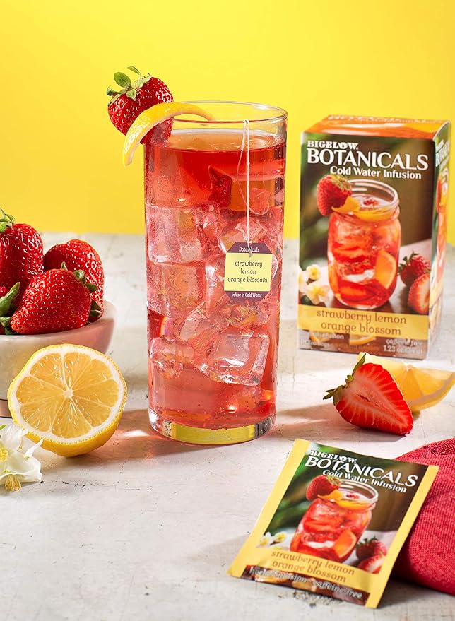 Bigelow Botanicals Cold Water Infusion Strawberry Lemon Orange Blossom Tea Bags 18 Count Box (Pack of 3), Herbal Infusion, Caffeine Free, 54 Tea Bags Total - Bloomnest