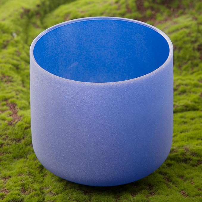 Leize Quartz Crystal Singing Bowl 432hz A Note Third Eye Chakra Indigo 7" with Suede Striker - Bloomnest