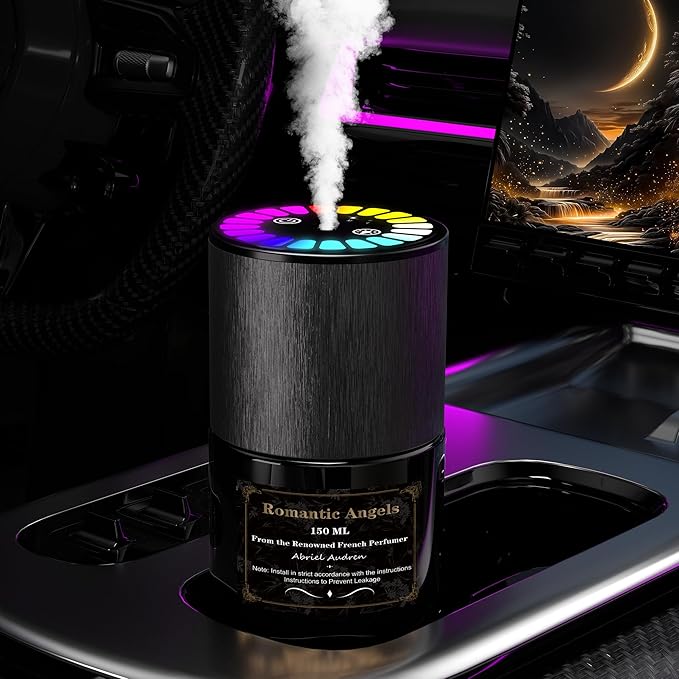 Car Air Freshener, Smart Car Air Freshener, Music-Synced RGB Ambient Lights with Auto On/Off, 150ml, Suitable for Cars, Homes, Offices, Bedrooms (Angels) - Bloomnest