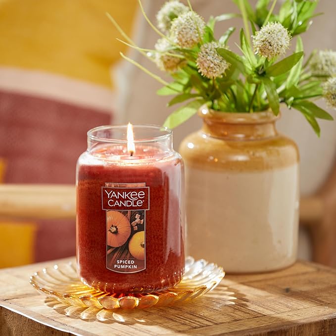 Yankee Candle Spiced Pumpkin Scented, Classic 22oz Large Jar Single Wick, Over 110 Hours of Burn Time, Perfect Accent for Fall Decor & Gifting - Bloomnest