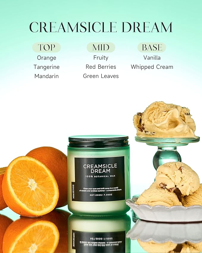 M&SENSE Orange Creamsicle Scented Candle, 7.05oz 50 Hours Slow Burning Non Toxic Natural Soy Wax 2 Wick Candle for Home Scented, Long Lasting Home Fragrance Gifts for Housewarming & Anniversry - Bloomnest