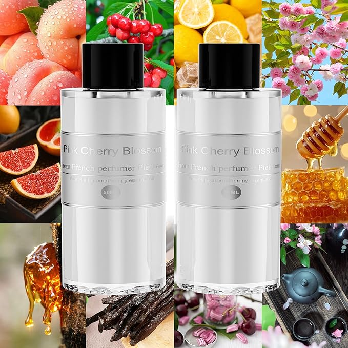 Amor Lyris 2 Packs Essential Oil Refill for Smart Car Air Freshener, 3.5OZ Car Diffuser Refill, Aromatherapy Perfume Refill (4-8 Months Use), Natural Plant Extracts, Pink Cherry Blossom - Bloomnest