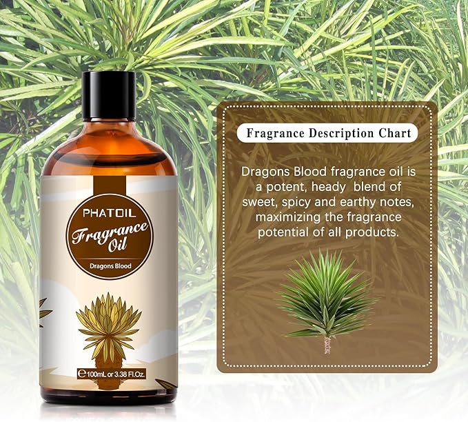 PHATOIL 3.38FL.OZ Dragons Blood Fragrance Oils for Aromatherapy, Essential Oils for Diffusers for Home, Perfect for Diffuser, DIY Candle and Soap Making, DIY Scented Products - 100ml - Bloomnest