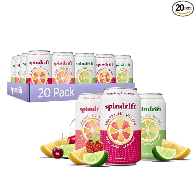 Spindrift Lemonade 3 Flavor Variety 20 Pack,12 Fl Oz (Pack of 20) - Bloomnest
