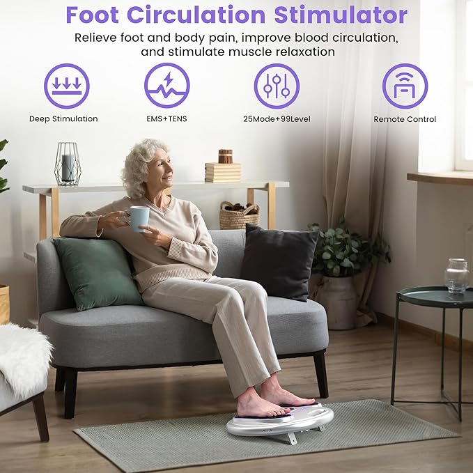 EMS Foot Massager for Neuropathy, NMES Foot Stimulator for Neuropathy Feet Massager for Circulation and Pain Relief EMS with TENS Unit Muscle Stimulator Pads - Bloomnest
