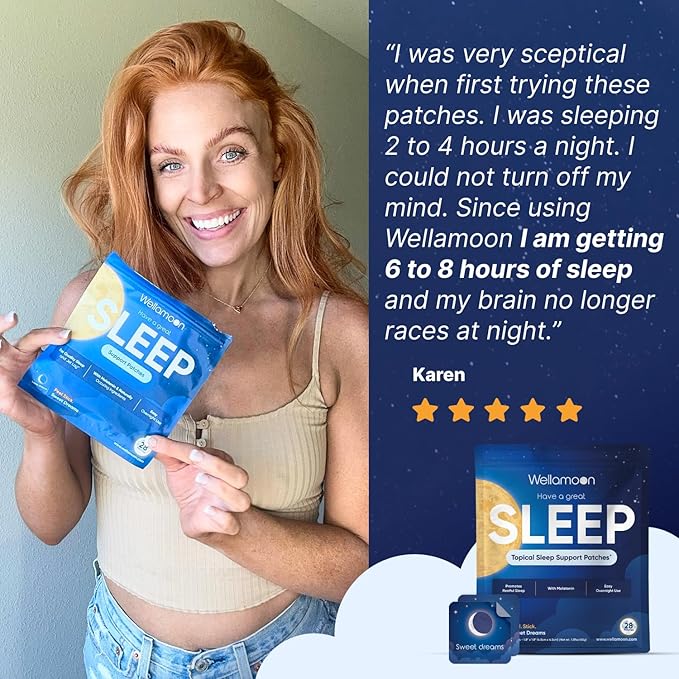 Wellamoon Original Sleep Patches for Adults Extra Strength | Easy-to-Apply Sleep Patch with Melatonin & Valerian |  Long-Lasting Night Comfort for Men & Women | 28 Patches - Bloomnest
