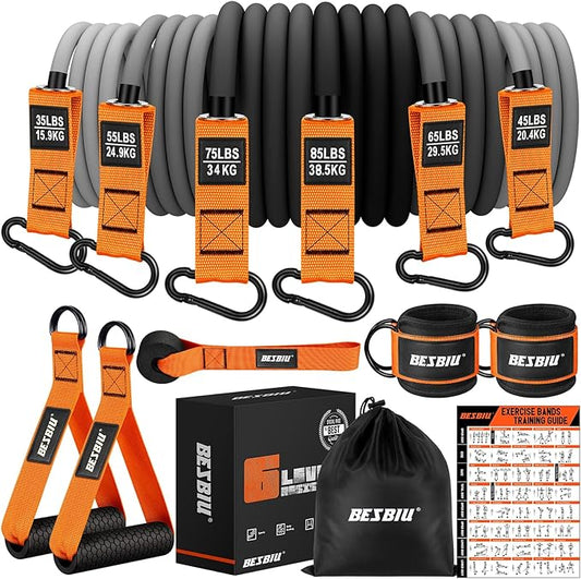 Heavy Resistance Bands for Working Out, 300lbs/360lb/420lb Exercise Bands Workout Bands with Handles, Door Anchor, Ankle Straps, Home Gym Workout Equipment for Men Fitness Strength Training Stretching - Bloomnest