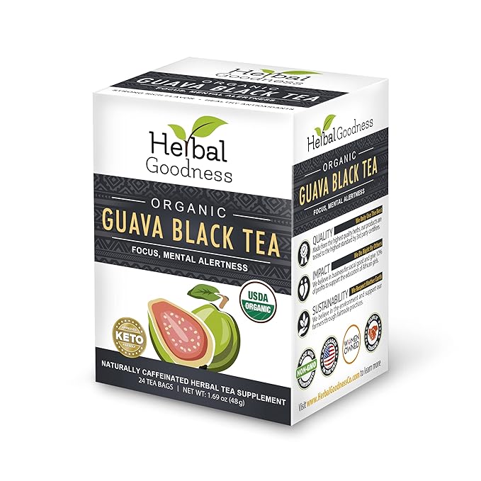 Guava Leaf Black Tea - Guava Leaves Herbal Tea Bags For Health, Immune Boost & Sleep |Hojas De Guayaba| Oral Health, Skin Health And Immune Support -24 Bags - Herbal Goodness. - Bloomnest
