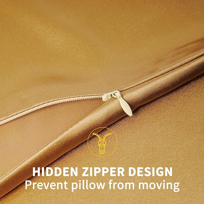 ZIMASILK 100% Pure Mulberry Silk Pillowcase for Hair and Skin Health,Soft and Smooth,Both Sides Premium Grade 6A Silk,600 Thread Count,with Hidden Zipper,1pc (King 20''x36'',Golden) - Bloomnest
