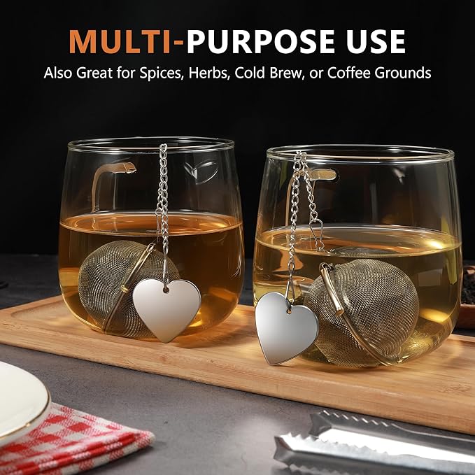 Tea Infuser for Loose Leaf Tea 2 Pack – 2" 304 Stainless Steel Tea Strainer Ball with Bonus Tea Scoop Clip – Extra Fine Mesh, Rustproof, Easy to Clean – DIKSEFN - Bloomnest