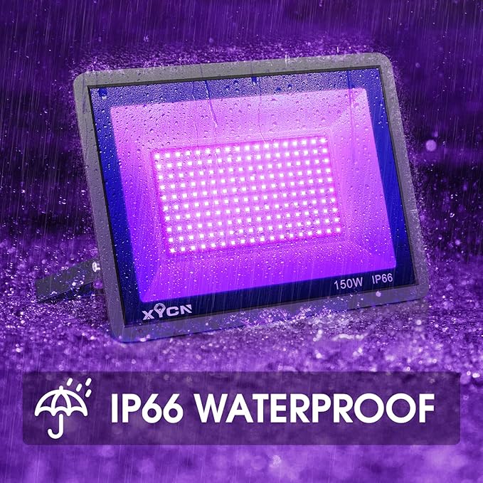 4 Pack 240W LED Black Light,Black Flood Light Outdoor with Plug and Switch, IP66 Waterproof Blacklight Flood Light Neon Glow for Glow Party, Halloween, Fluorescent Poster, Body Paint, Aquarium - Bloomnest