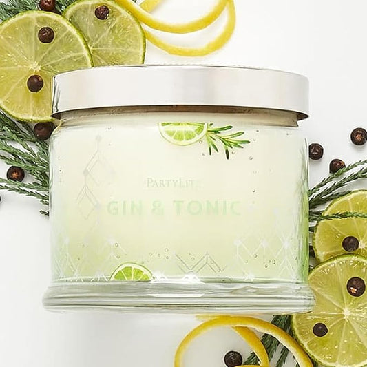 PartyLite 3-Wick Jar Candle, Highly Fragranced Clean Burning Glass Candle, 25-45 Hours Burn Time (Gin & Tonic) - Bloomnest