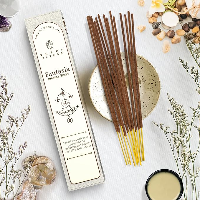 Fantasia Incense Sticks, Organic Hand Dipped Incense, Natural Herbs & Aromatic Ingredients, Contain 40 Sticks Inside, Burn Time 45 to 60 Minutes, Spiritual Gifts, Divine Incense by Karma Pledge KARMAPLEDGE
