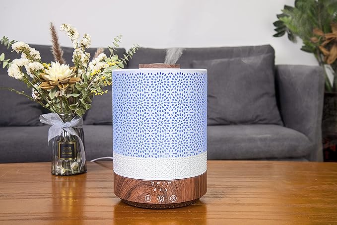 BlueHills 2500 ML XL Essential Oil Diffuser for Large Room Aroma Humidifier Home Decor Bed Baby Room Big Huge 2.5 L Capacity Long Run Color Lights Decorative Design High Mist Dark Wood Grain F004 - Bloomnest