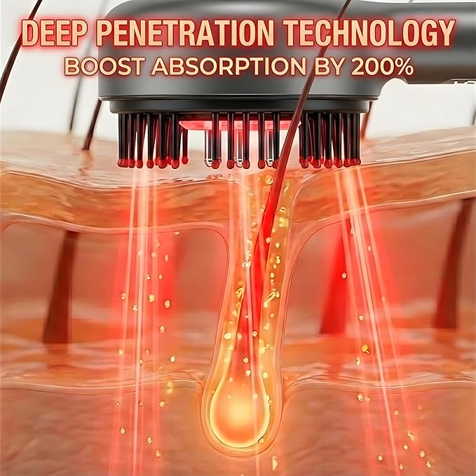 Electric Scalp Massager with Oil Applicator, 3-in-1 Head Massager Brush for Hair Care, Red Light Therapy, IPX7 Waterproof, Scalp Care Device for Home & Travel, Black Bloomnest