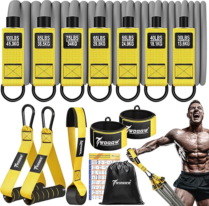 Heavy Resistance Bands for Working Out, 350lbs/450lbs Exercise Bands with Handles, Workout Bands Set for Men, Fitness Weight Bands for Muscle Strength Training, Stretching, Slim, Home Gym Equipment - Bloomnest