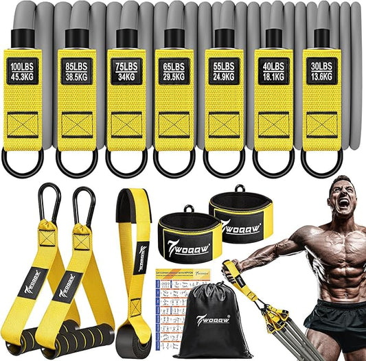 Heavy Resistance Bands for Working Out, 350lbs/450lbs Exercise Bands with Handles, Workout Bands Set for Men, Fitness Weight Bands for Muscle Strength Training, Stretching, Slim, Home Gym Equipment - Bloomnest