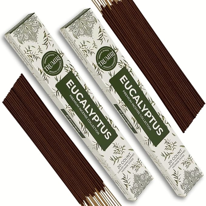 Eucalyptus Incense Sticks - Total 40 Insence-Sticks - Dual Pack of 20 Insense - Inciensos - Inscents - Natural Non Toxic Ingredients - Incents - Incence - Inscense - Insents TRUMIRI