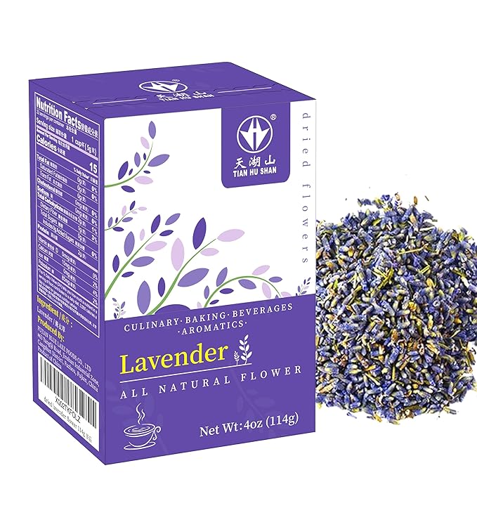 TIAN HU SHAN Dried Lavender Flower Buds, Culinary Food Grade for Baking, Fresh Fragrance, 4 Ounce, Caffeine Free Suger Free Vegan Herbal Tea, Packing in Bulks - Bloomnest