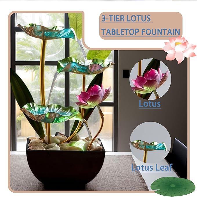 Generic Waterfall Pendulum with Lights Small Fountain Indoor Decompression Office Living Room Home Decor Art Country Style