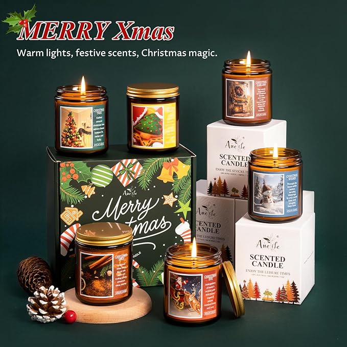 Christmas Candles | Christmas Wishes Scented Candle, Holiday Soy Wax Candles for Home Scented,Aromatherapy Gifts for Women and Men, Cozy Winter Candle for Home Decor, 7 oz - Bloomnest