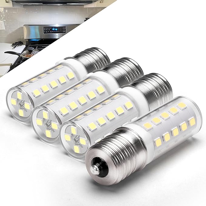 Microwave Oven Stove Bulb,125v 4W 450LM E17 LED Dimmable Under Hood Microwave Bulb 40W Equivalent, 8206232A T7 Intermediate Base 6000K for Appliance Range Hood Light 4Pack - Bloomnest